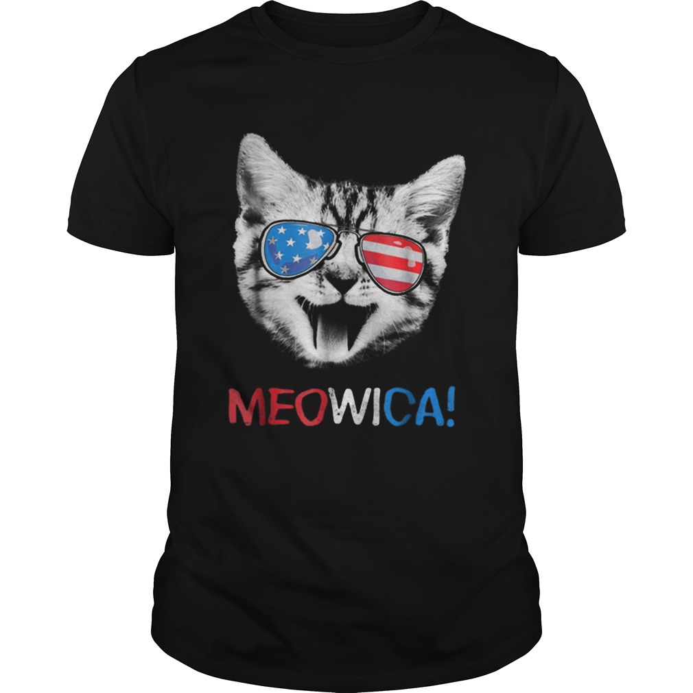 Meowica 4th Of July Cat Usa American Flag Shirt
