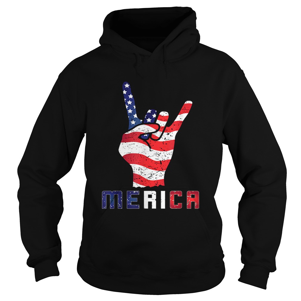 Merica Rocks Usa Flag 4th Of July Outfit Hoodie