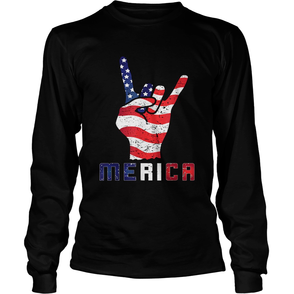 Merica Rocks Usa Flag 4th Of July Outfit LongSleeve
