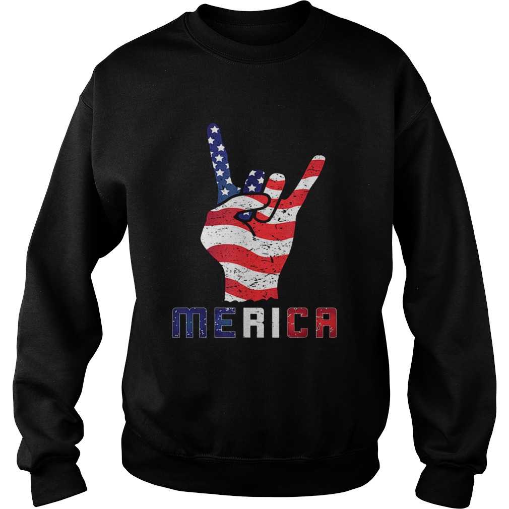 Merica Rocks Usa Flag 4th Of July Outfit Sweatshirt