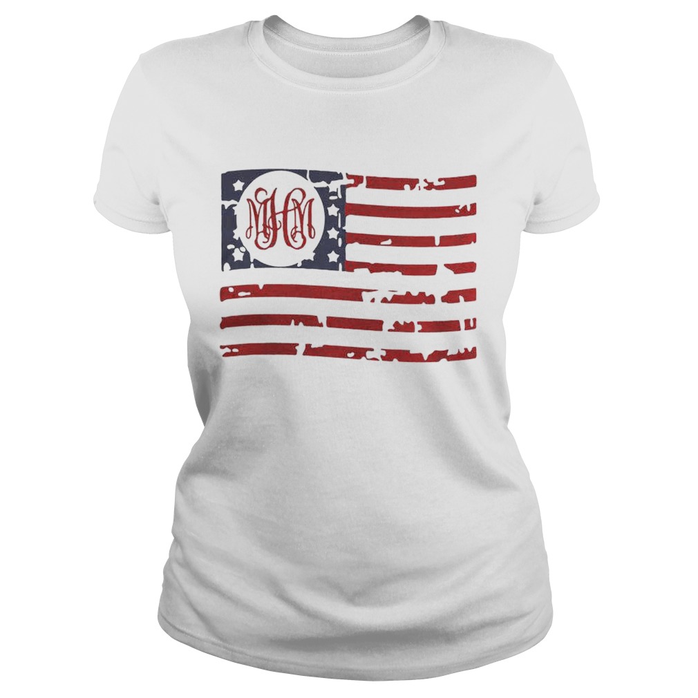 Monogrammed Distressed American Flag Premium T Classic Ladies