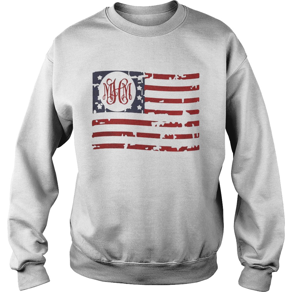 Monogrammed Distressed American Flag Premium T Sweatshirt