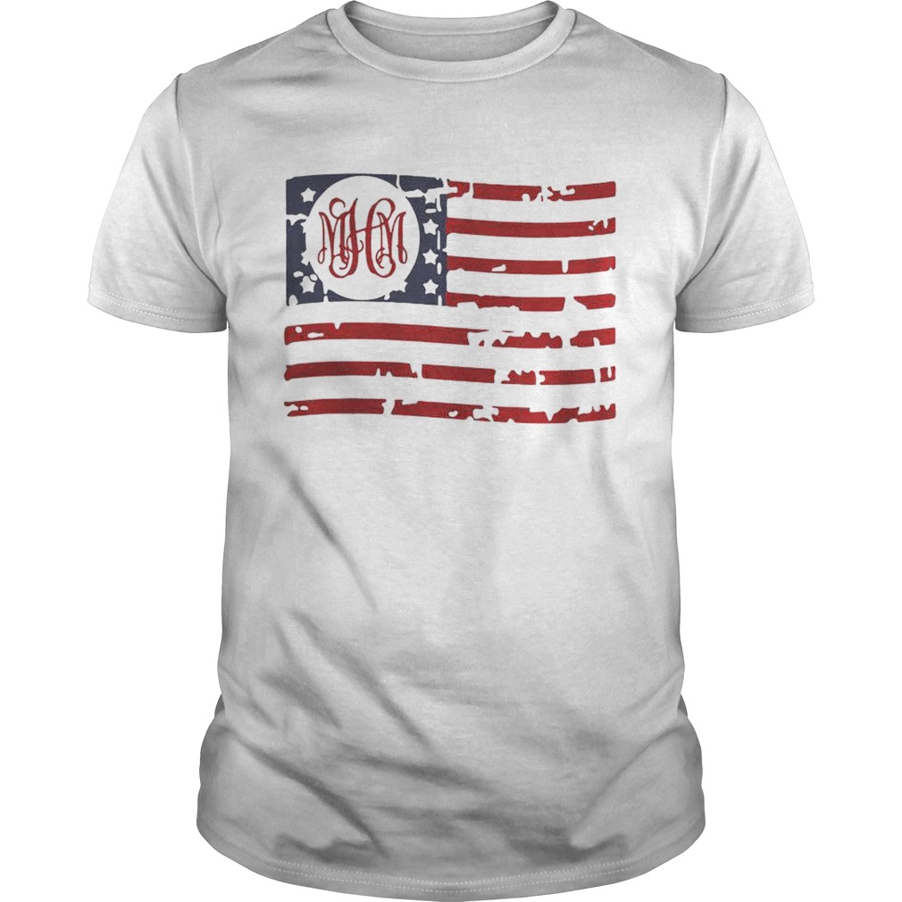 Monogrammed Distressed American Flag Premium Tshirt