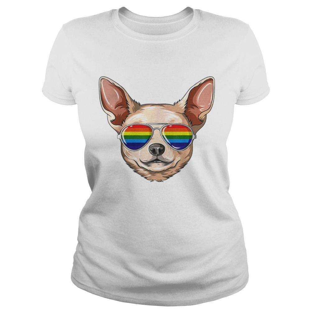 Nice Chihuahua Gay Pride Flag Lgbt Rainbow Sunglasses Chihuahua Shirt Classic Ladies