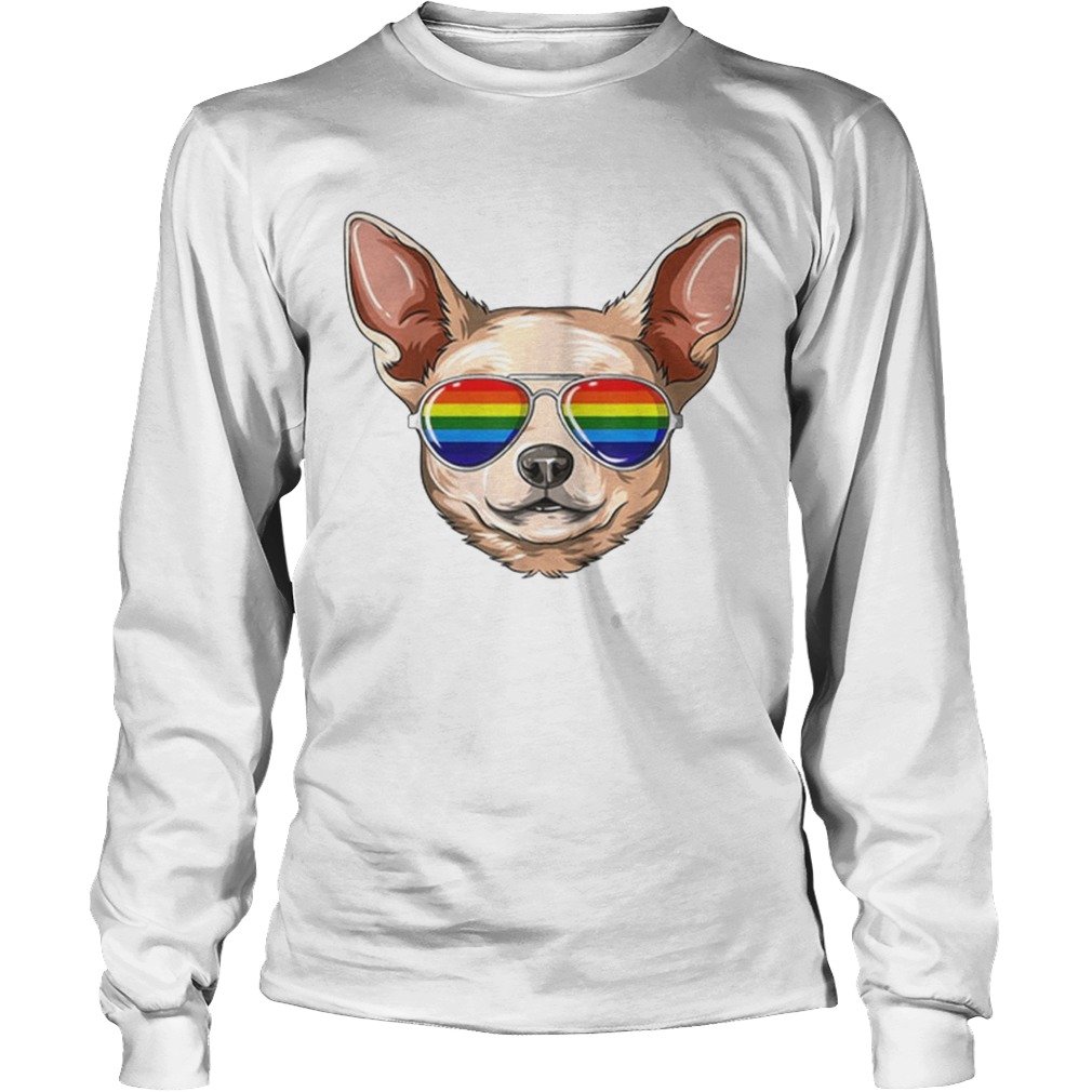 Nice Chihuahua Gay Pride Flag Lgbt Rainbow Sunglasses Chihuahua Shirt LongSleeve