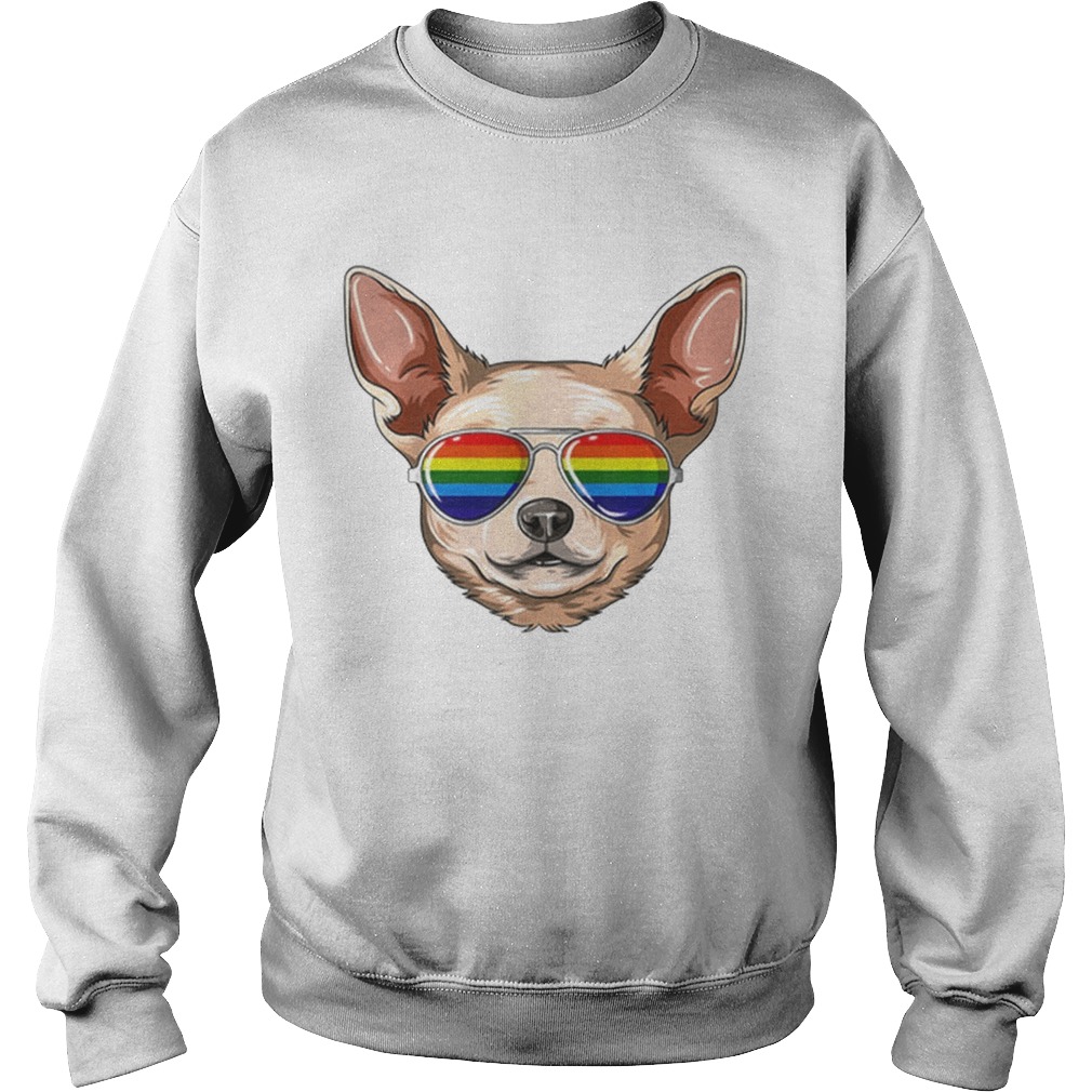 Nice Chihuahua Gay Pride Flag Lgbt Rainbow Sunglasses Chihuahua Shirt Sweatshirt