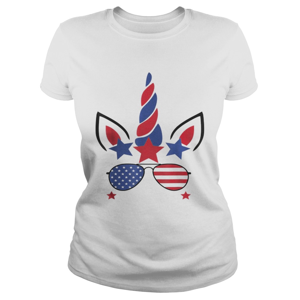 Original 4th Of July Unicorn American Flag Patriotic Gift Shirt Classic Ladies