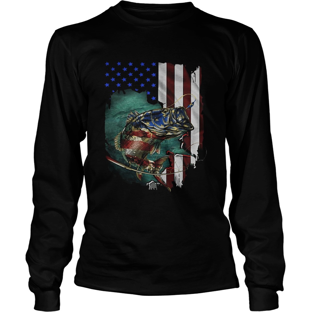 Original Bass Fishing 4th Of July American flag Shirt LongSleeve