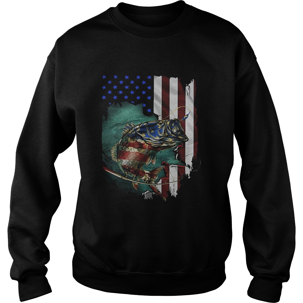 Original Bass Fishing 4th Of July American flag Shirt Sweatshirt