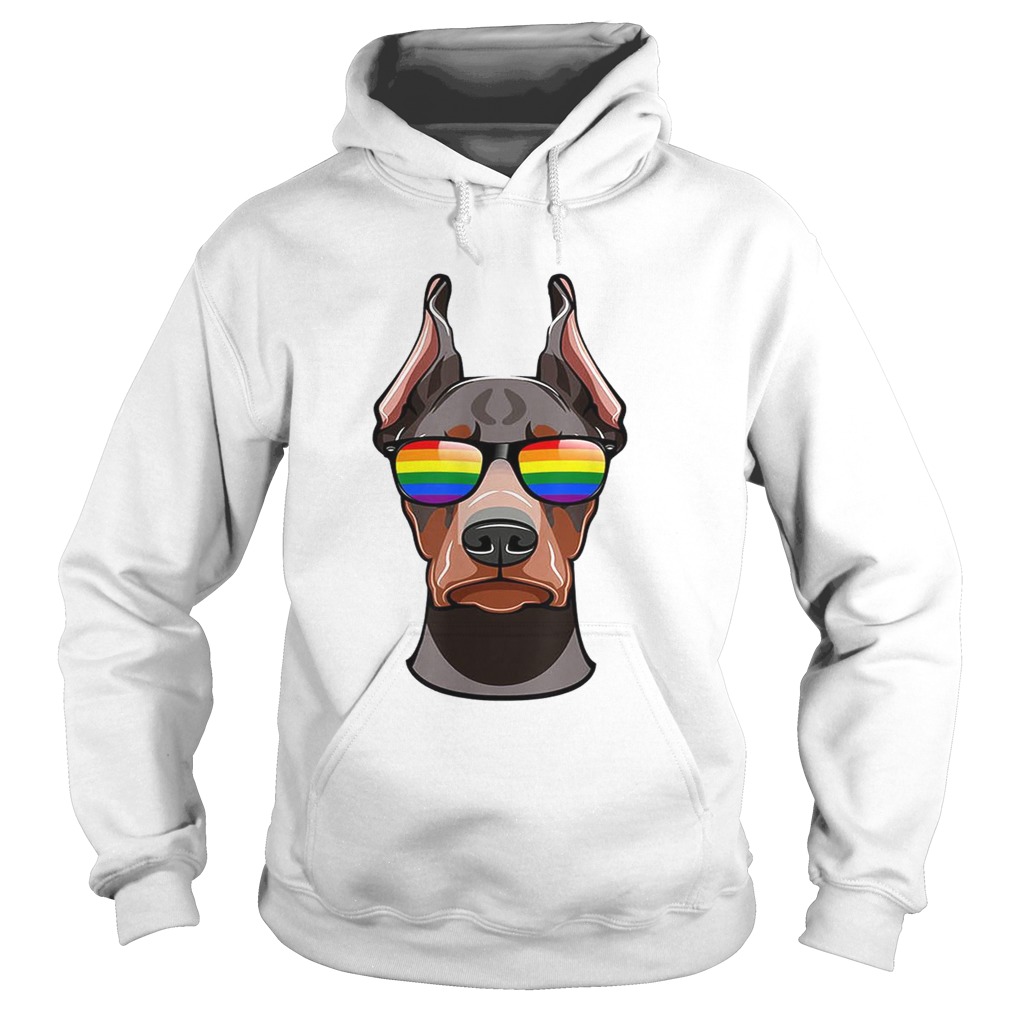 Original Doberman Pinscher Face Rainbow Sunglasses LGBT Pride Shirt Hoodie