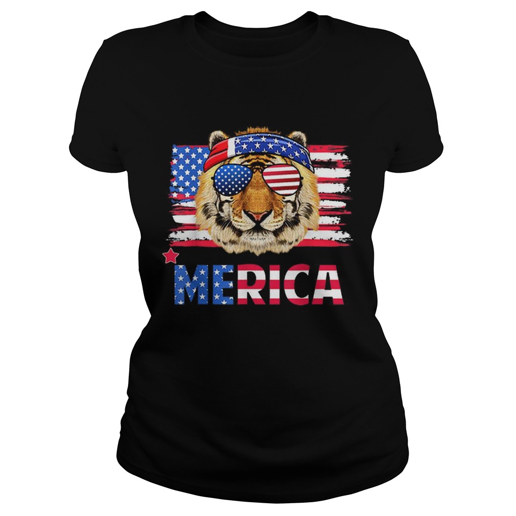 Original Funny Hanging With Tiger Mom Merica 4th July Shirt Classic Ladies