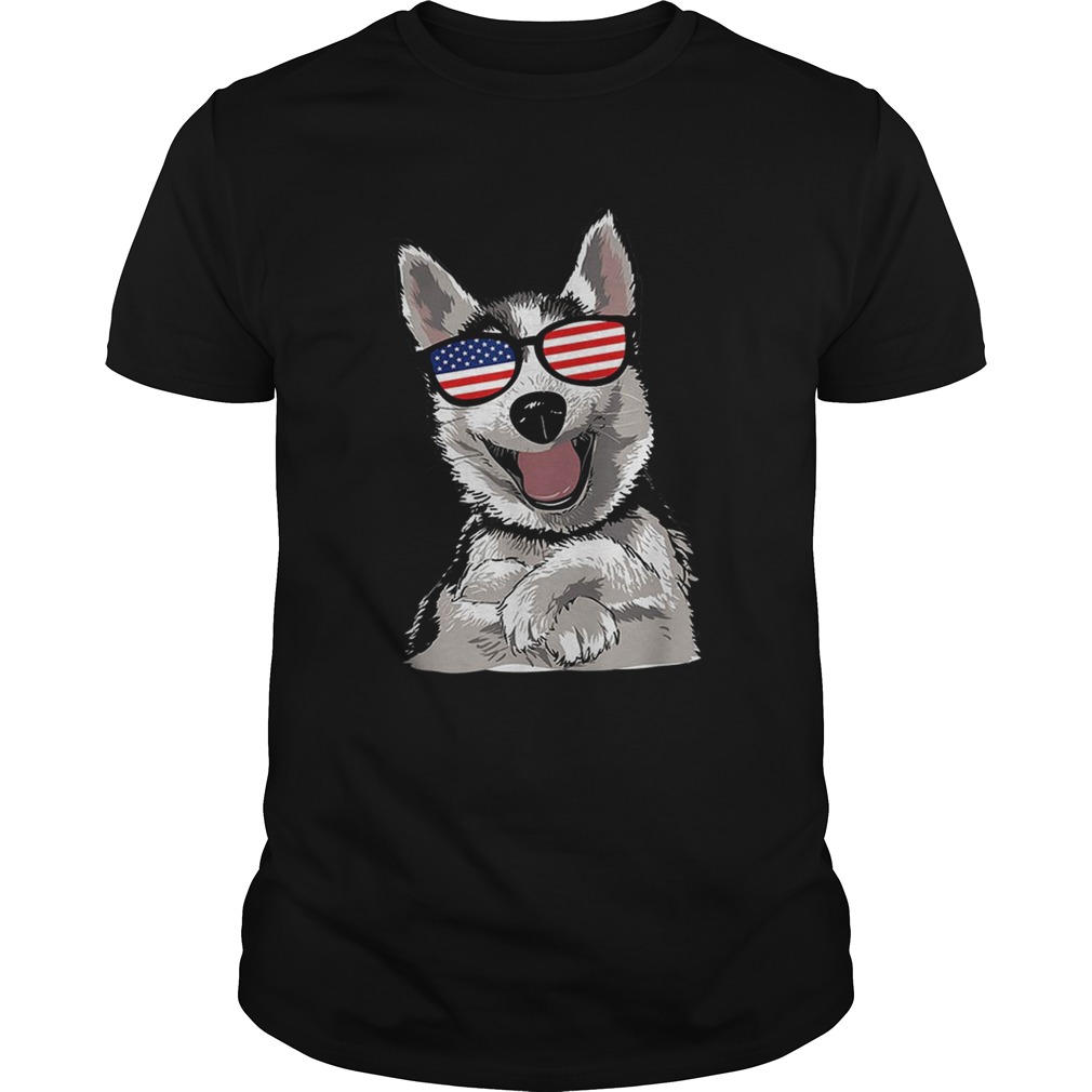 Original Funny Patriotic Dog Husky 4th Of July Usa Flag Shirt