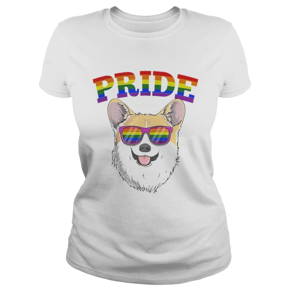 Original LGBT Corgi Dog Gay Pride Rainbow LGBTQ Cute Gift Shirt Classic Ladies