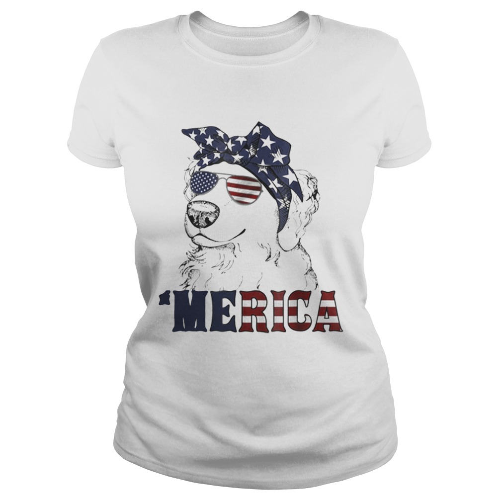 Original Merica American Flag Golden Retriever 4th Of July Gift Shirt Classic Ladies
