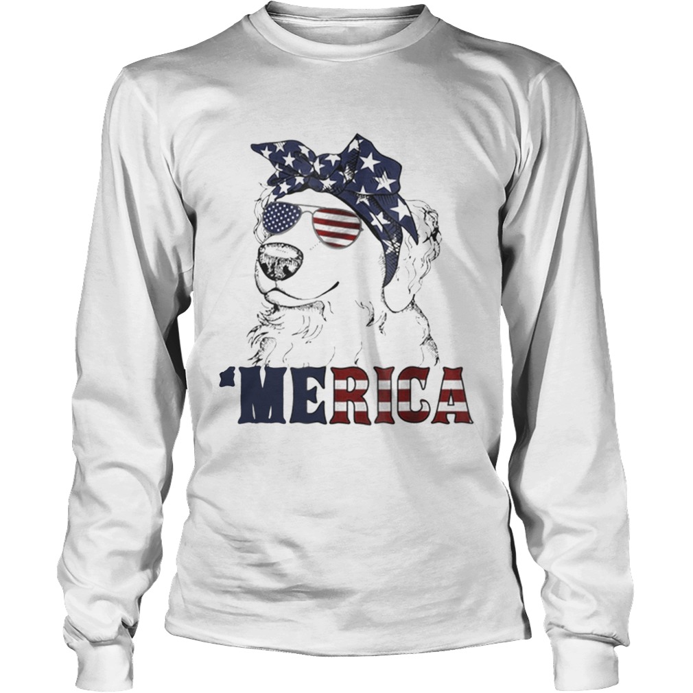 Original Merica American Flag Golden Retriever 4th Of July Gift Shirt LongSleeve