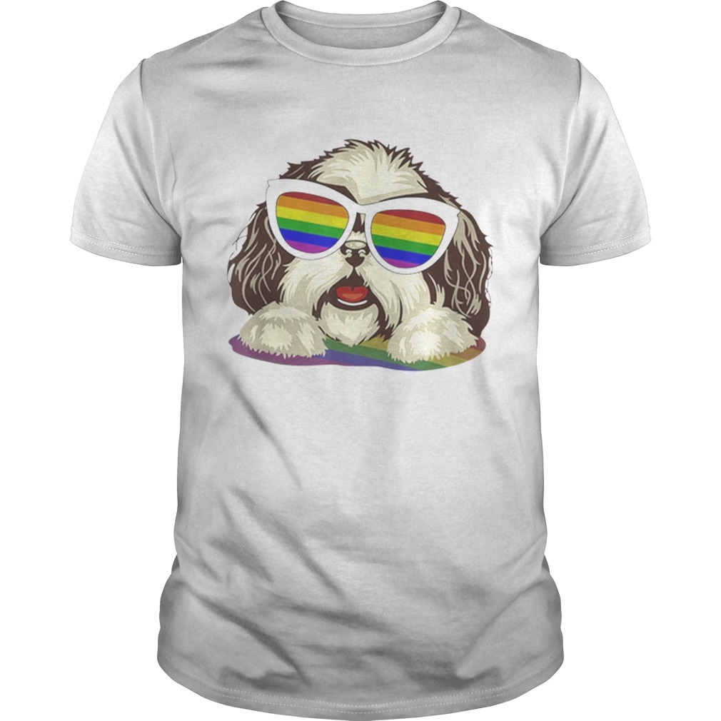 Original Shih Tzu Dog Gay Pride Flag Sunglasses LgbtDog Lovers Shirt
