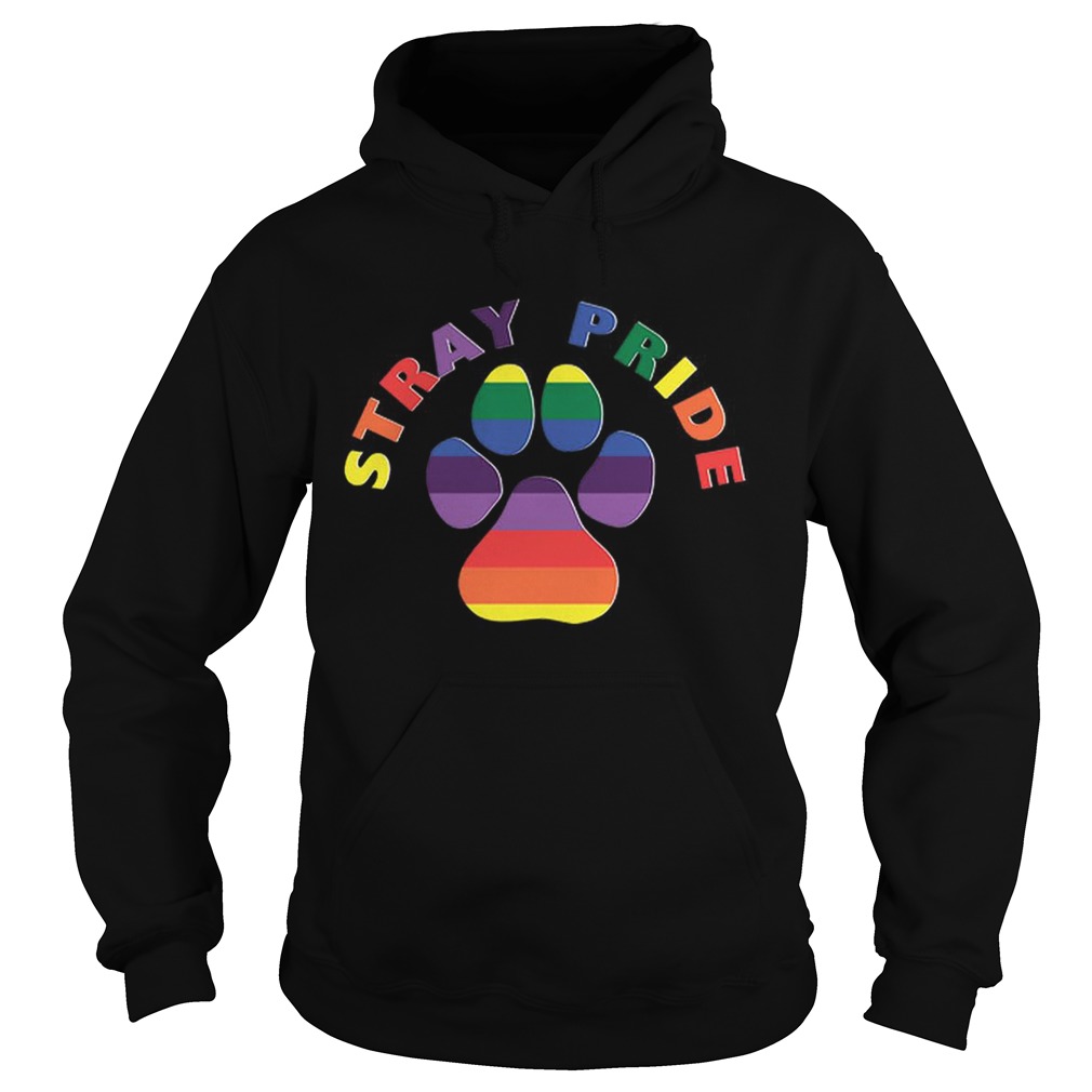 Original Stray Pride Rainbow Paw Print Dog Adoption Shirt Hoodie