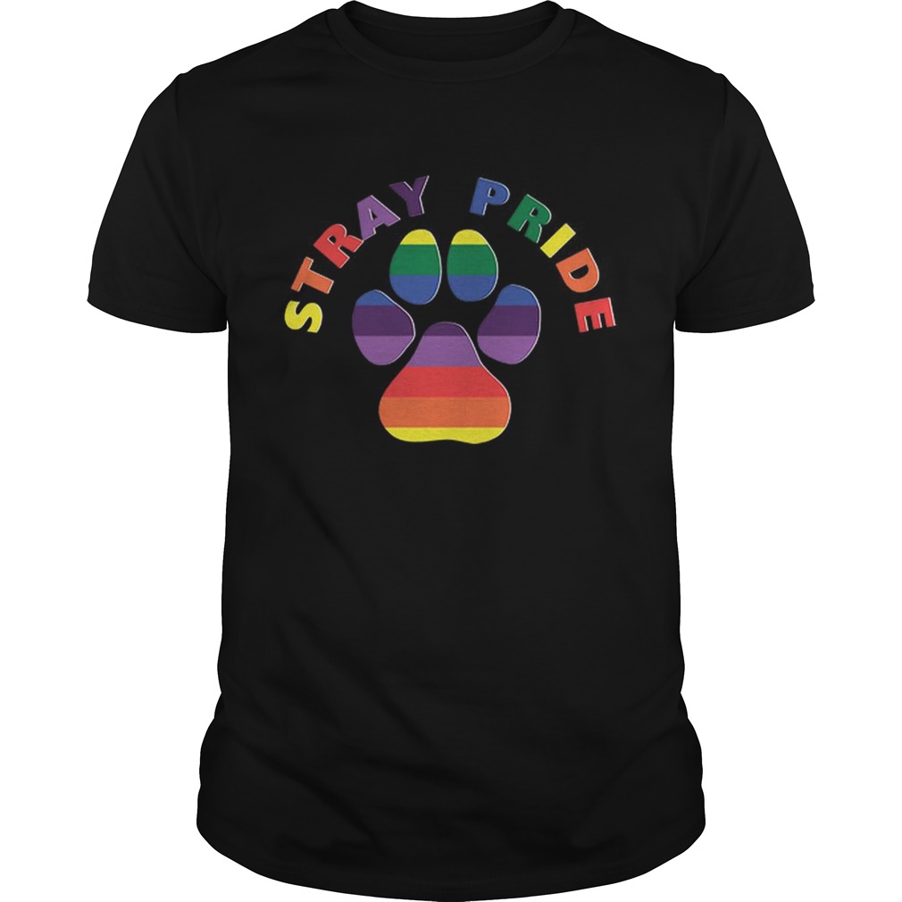 Original Stray Pride Rainbow Paw Print Dog Adoption Shirt