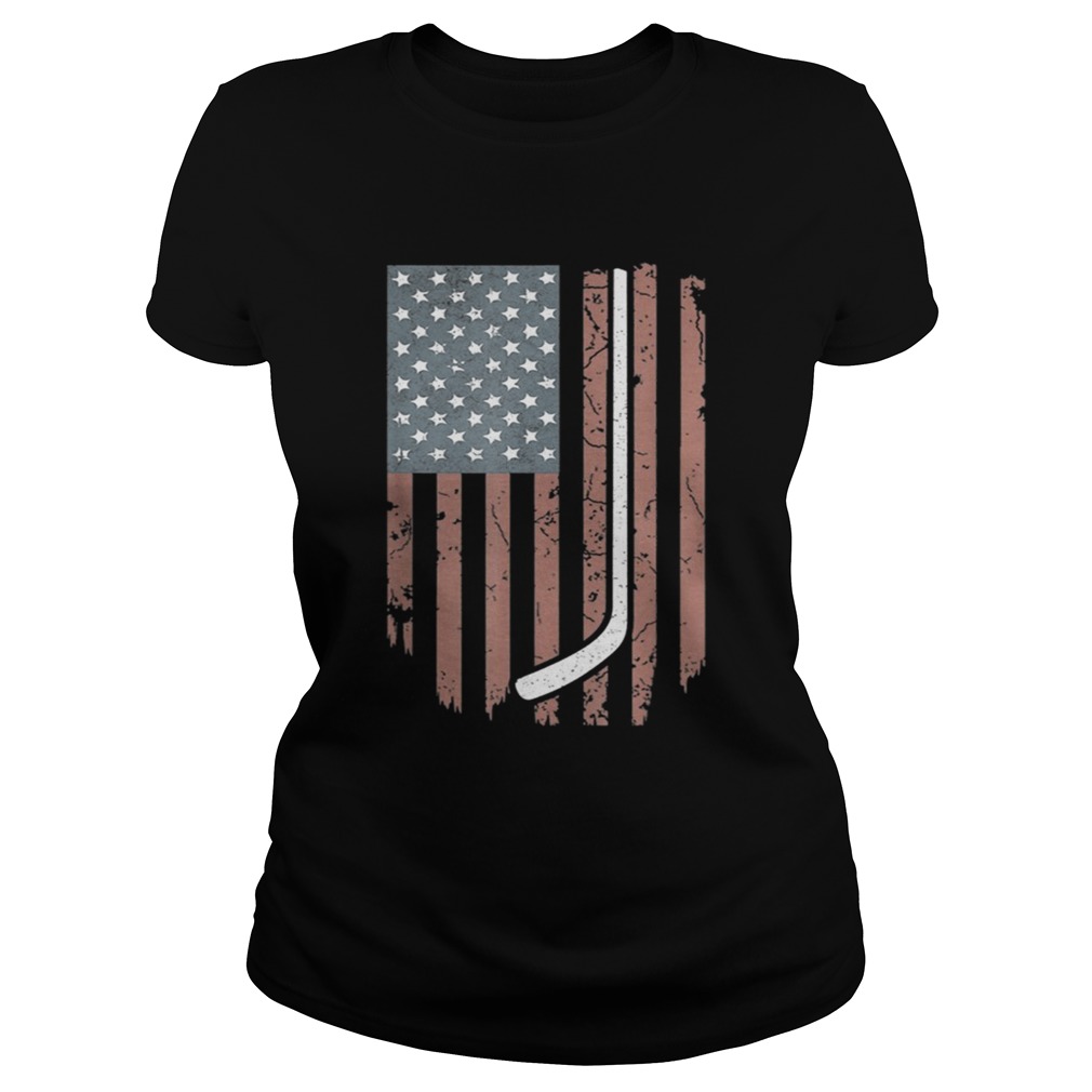 Original Vintage American Flag Hockey Clothing 4th July Shirt Classic Ladies