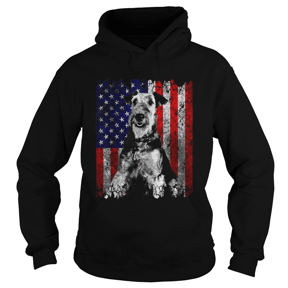 Patriotic Airedale Terrier American Flag Dog Gifts Hoodie