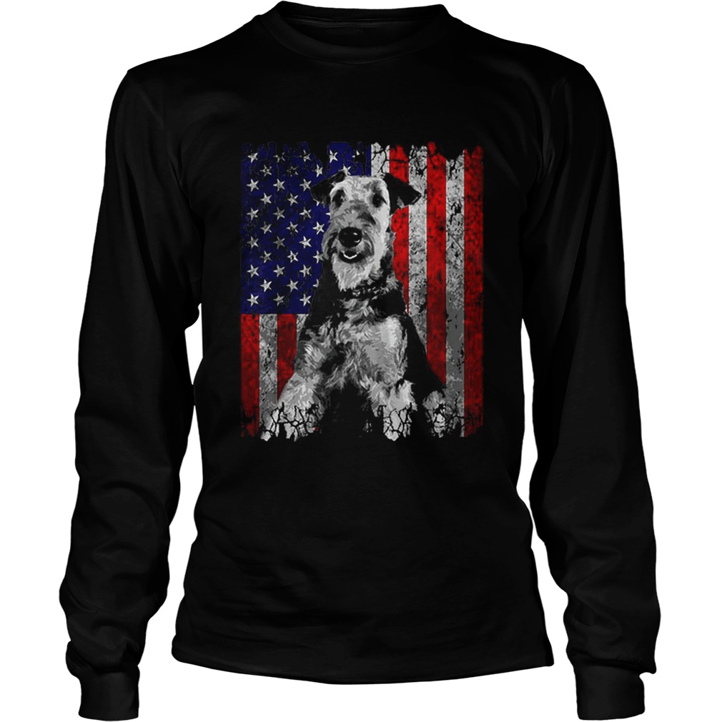Patriotic Airedale Terrier American Flag Dog Gifts LongSleeve