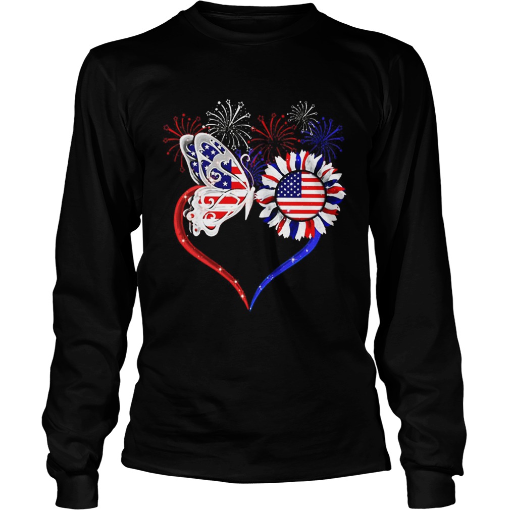 Premium Fireworks Butterfly love sunflower American flag LongSleeve