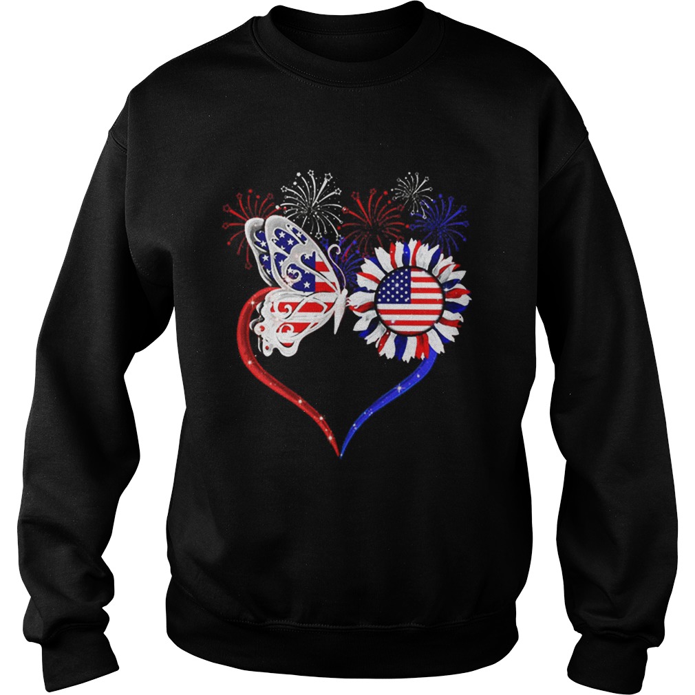 Premium Fireworks Butterfly love sunflower American flag Sweatshirt