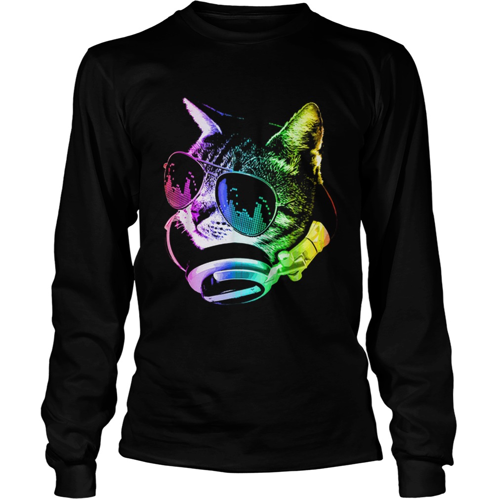Premium Rainbow Music Cat LGBT Pride Cat Shirt LongSleeve