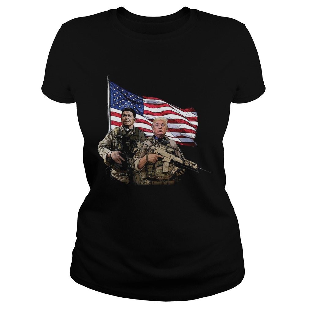 Presidential soldiers Ronald Reagan and Donald Trump USA flag Classic Ladies