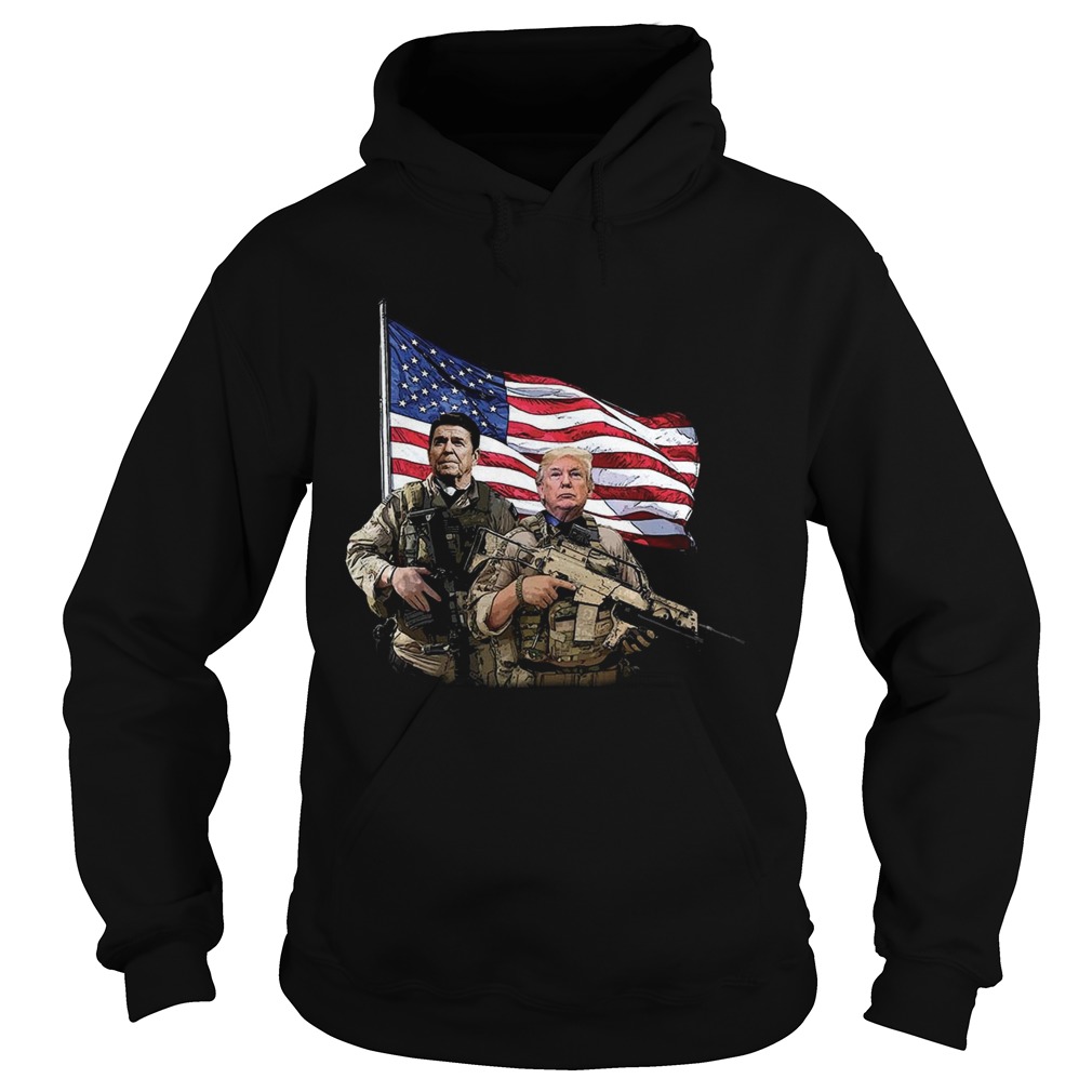 Presidential soldiers Ronald Reagan and Donald Trump USA flag Hoodie