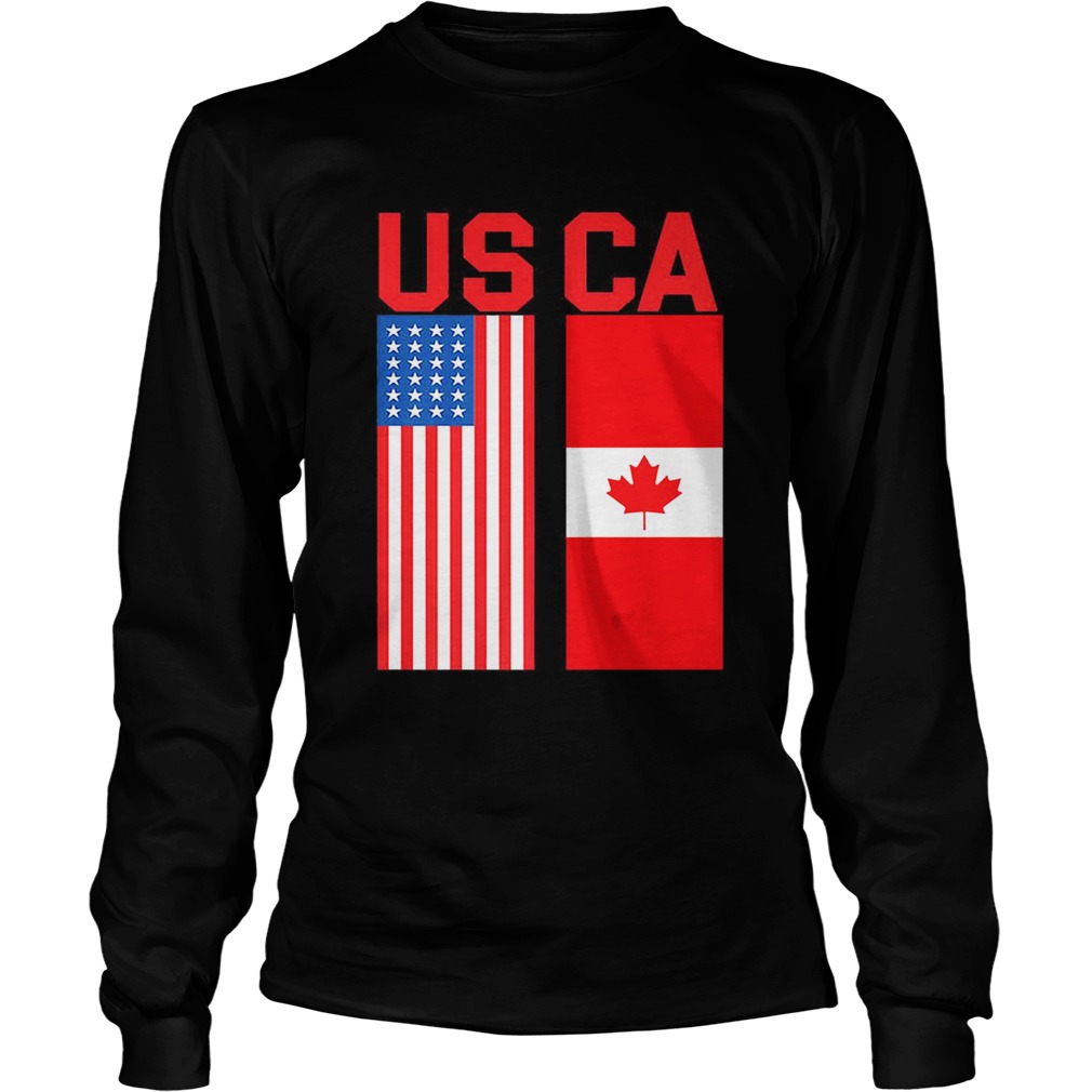 Proud Usa Canada Flags Patriotic Trendy Gift LongSleeve