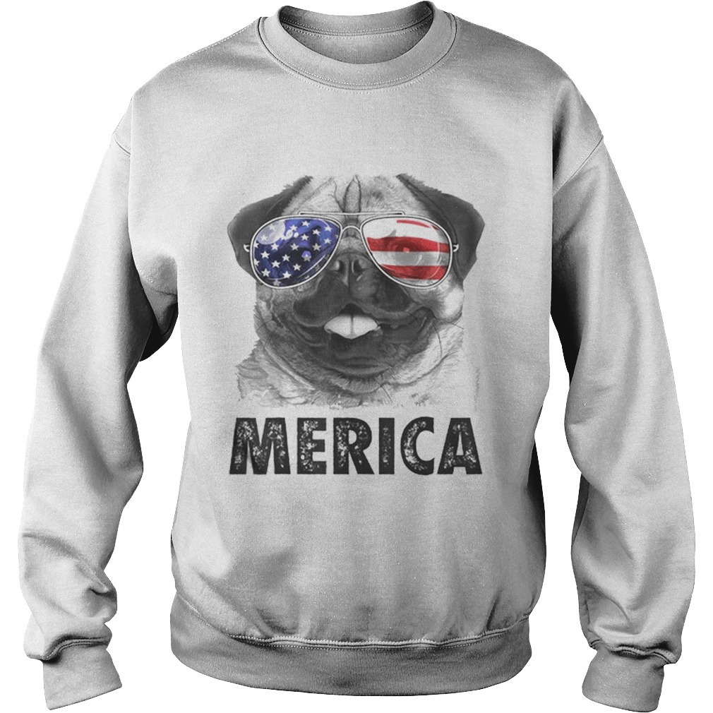 Pug 4th Of Julys Merica Men Women Usa American Flag Sweatshirt
