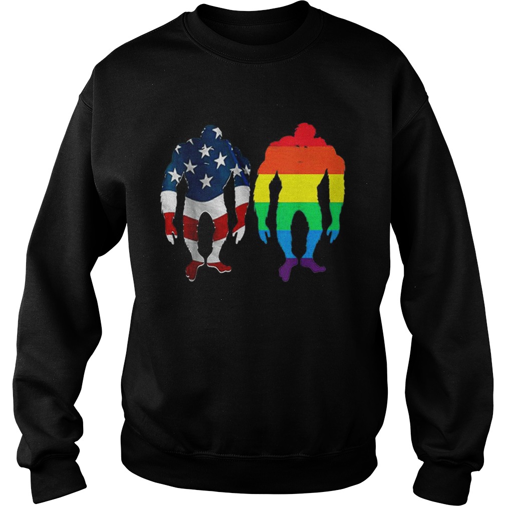 Rainbow Bigfoot LGBT American Flag 4th Of July Sweatshirt