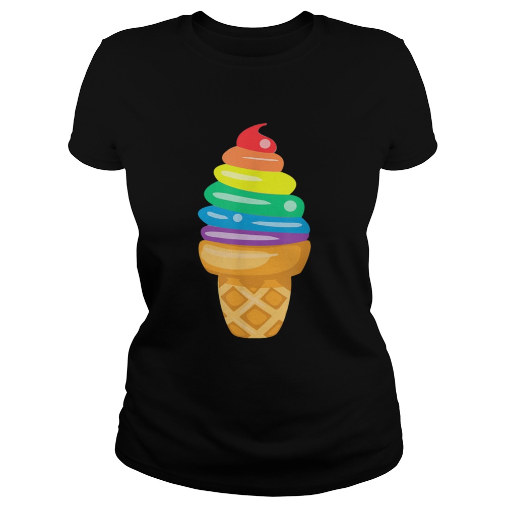 Rainbow Ice Cream Lesbian Gay Pride LGBT Gifts Classic Ladies