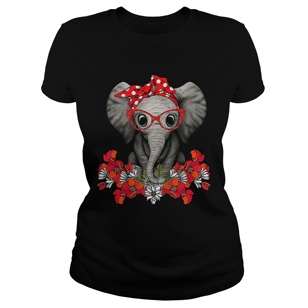 Red bow elephant with flowers Classic Ladies