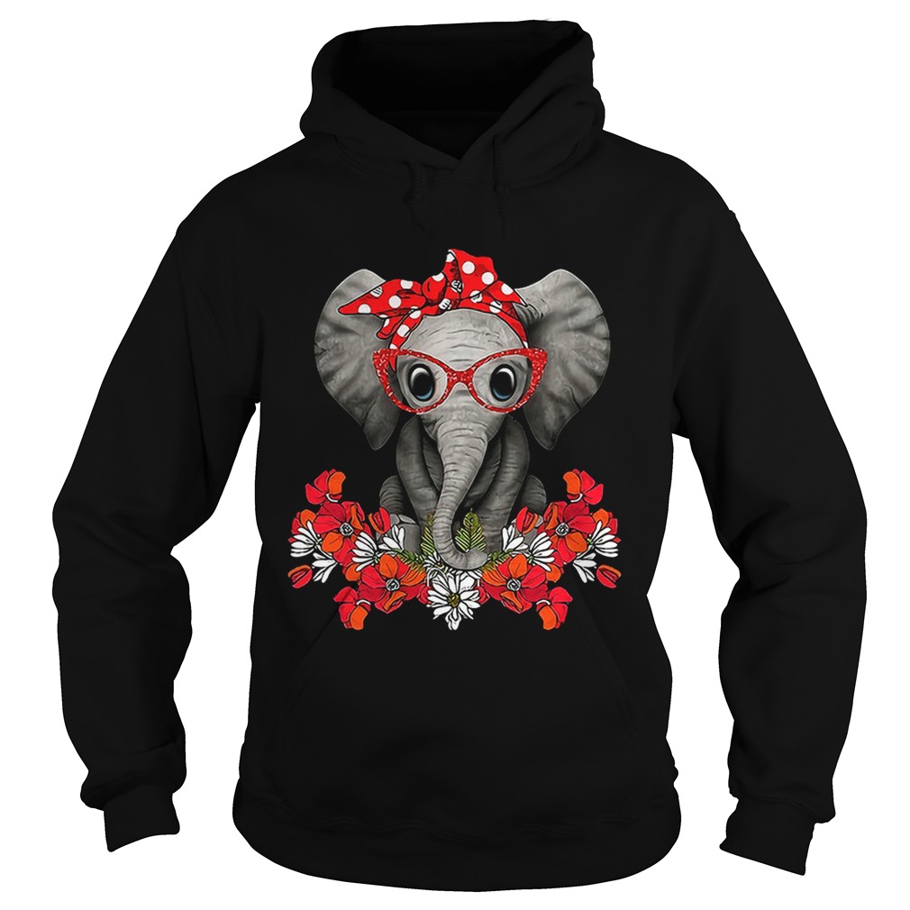 Red bow elephant with flowers Hoodie
