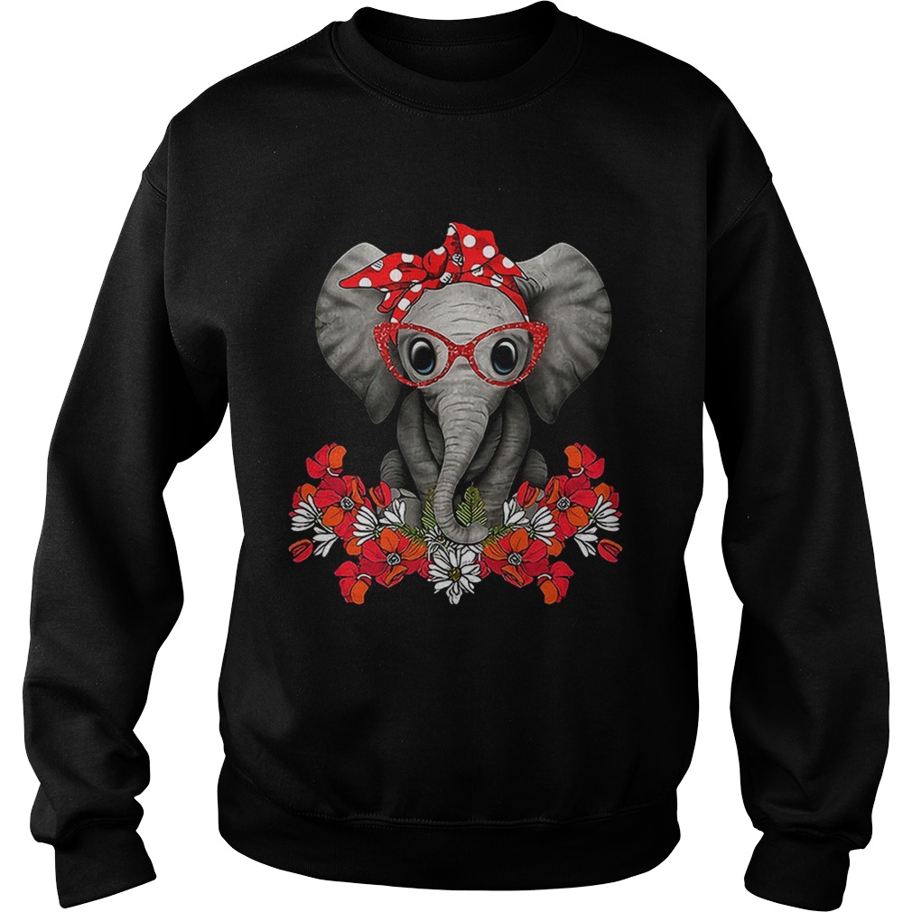 Red bow elephant with flowers Sweatshirt