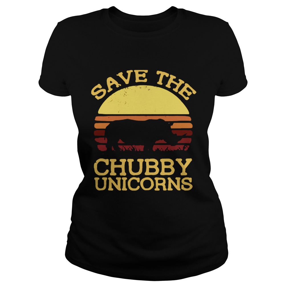 Save the chubby unicorns vintage sunset Classic Ladies