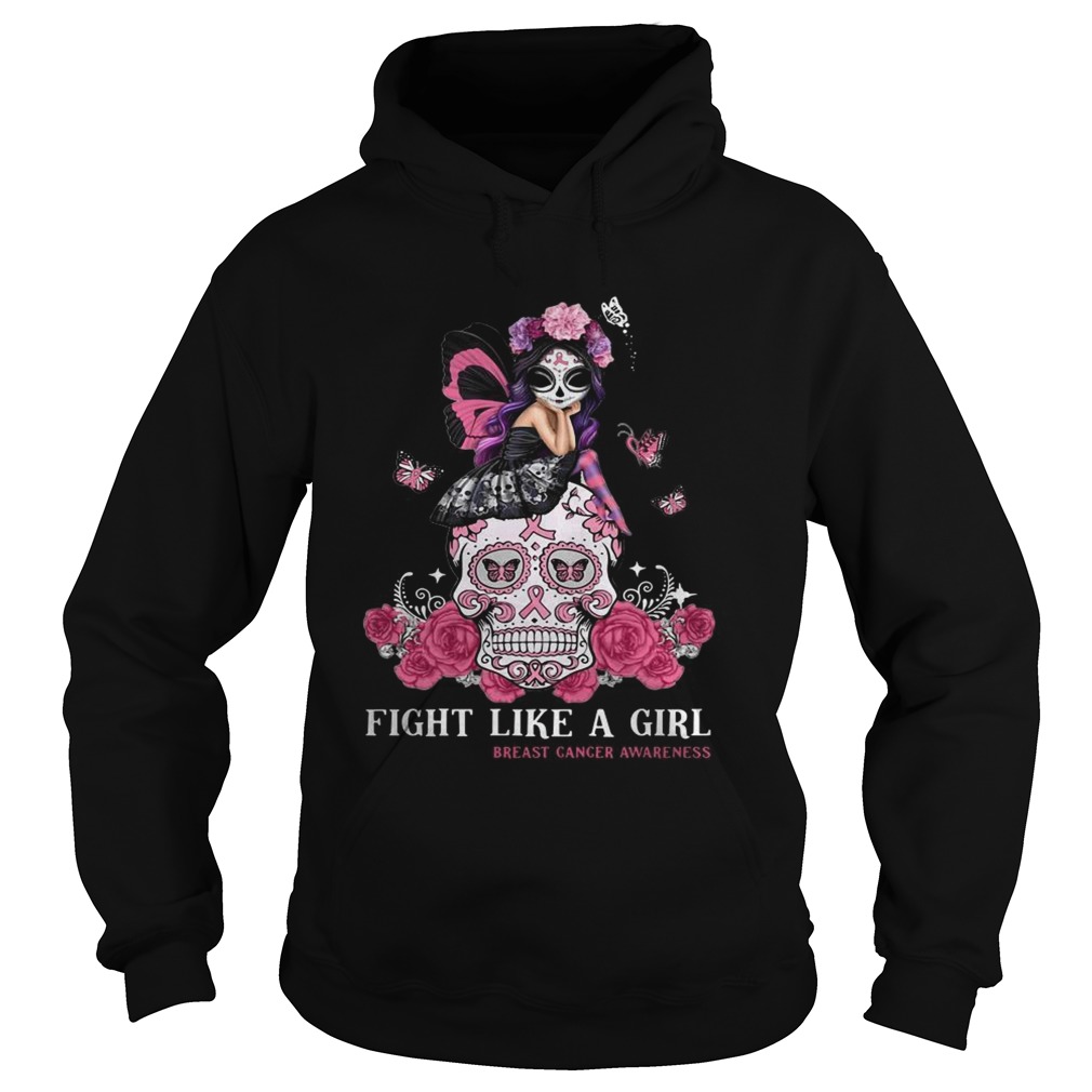 Skull fight like a girl breast cancer awareness Hoodie