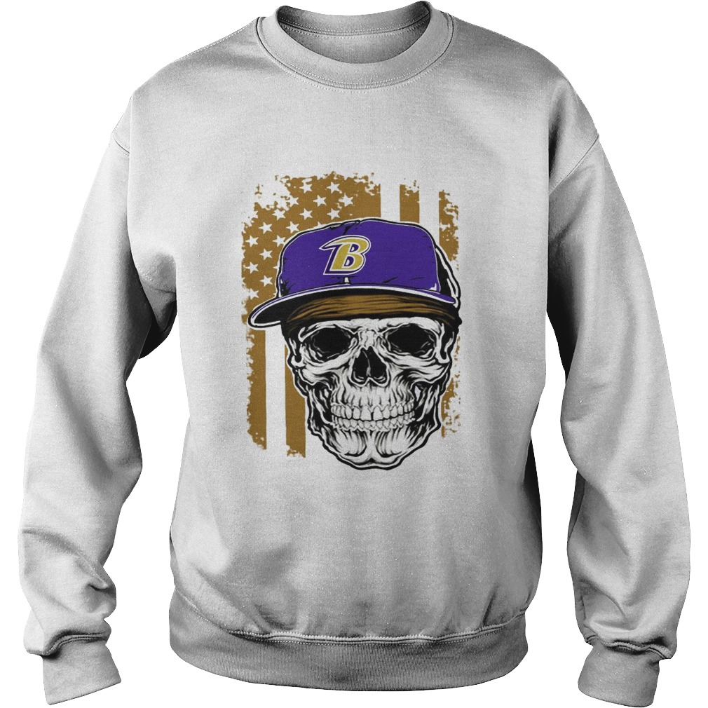 Skull hat Baltimore Ravens American flag Sweatshirt
