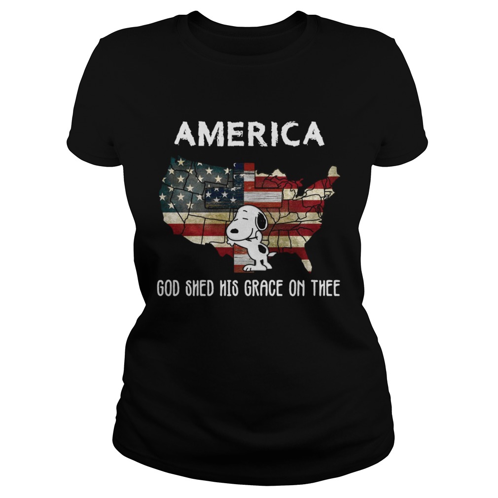 Snoopy America God shed his grace on the tee Classic Ladies