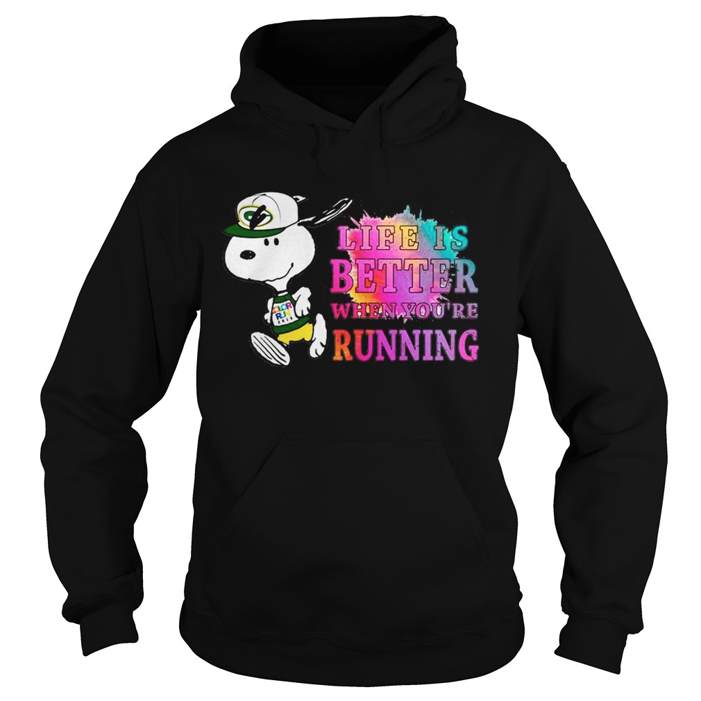 Snoopy Green Bay Packers life is better when youre running Hoodie