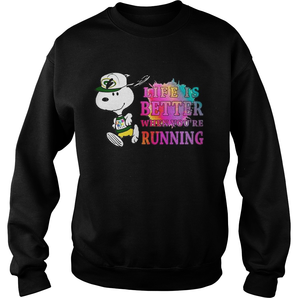 Snoopy Green Bay Packers life is better when youre running Sweatshirt
