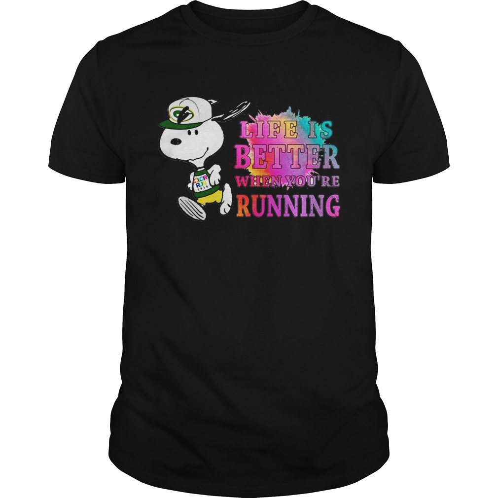 Snoopy Green Bay Packers life is better when youre running shirt