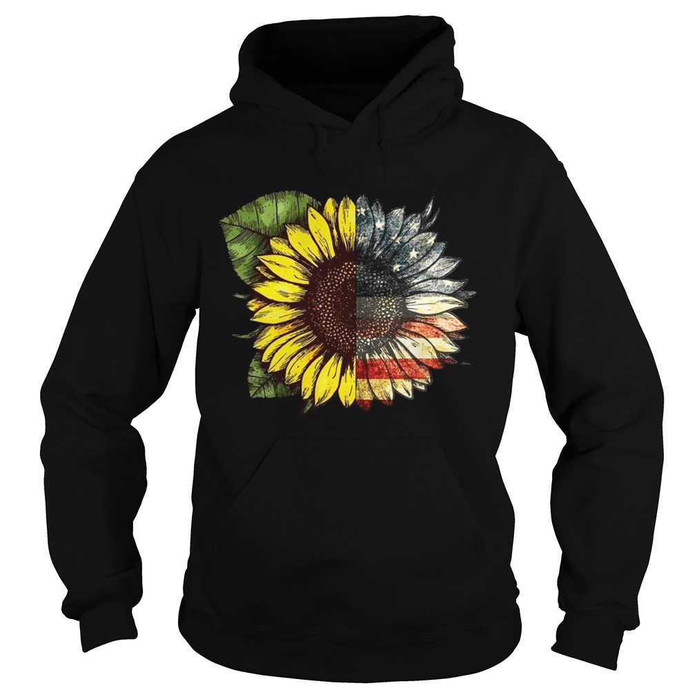 Sunflower American USA flag 4th of july Hoodie