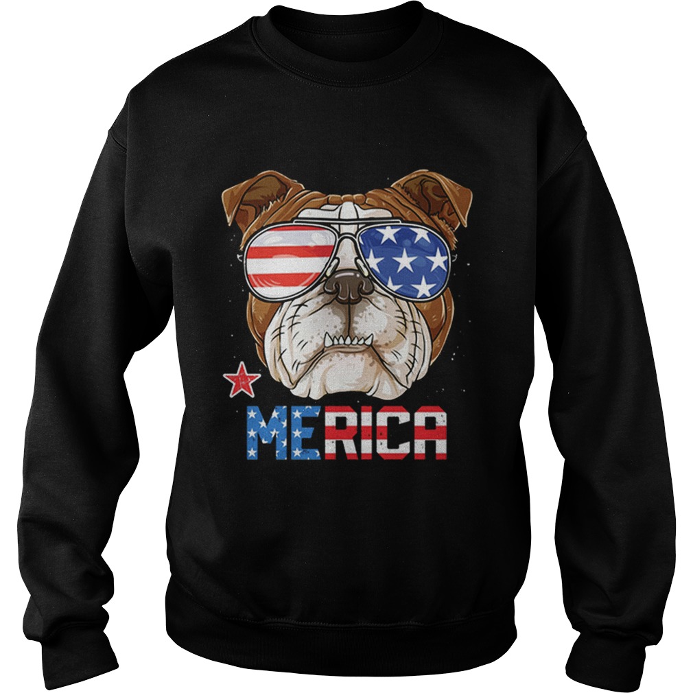 Sunglass Bulldog Merica 4th July independence day American flag Sweatshirt