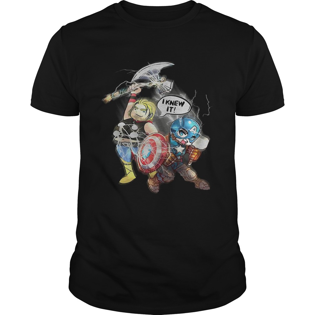 Superhero Avengers Endgame Fat Thor and Captain American I knew it shirt