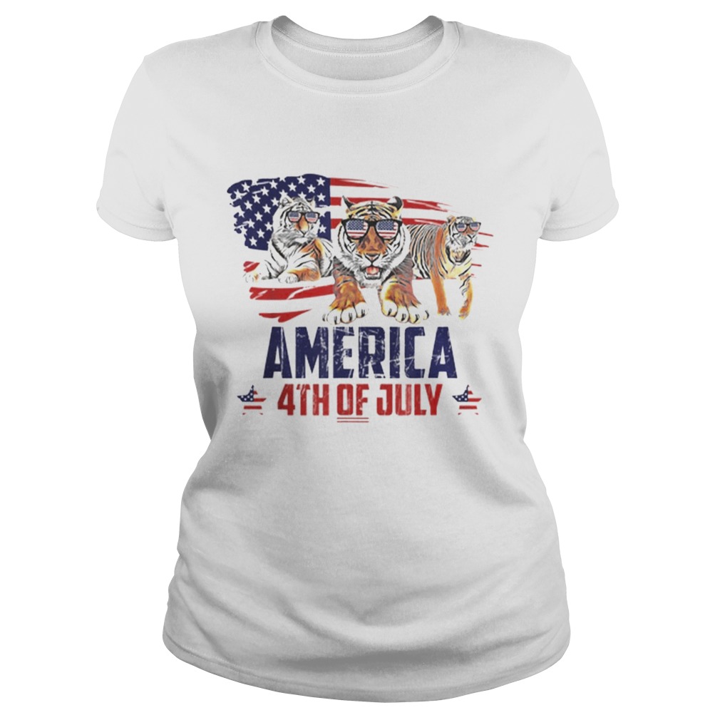 Tiger Patriotic American America 4th Of July Classic Ladies