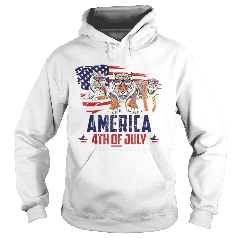 Tiger Patriotic American America 4th Of July Hoodie