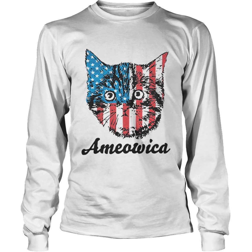 Top Ameowica Cat 4th of July Independence Day American flag LongSleeve